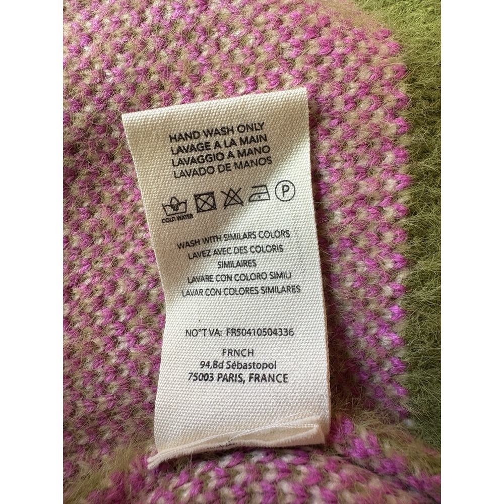 FRNCH Paris Ulyssia Floral Appliqué Sweater Green Pink SOFT COZY Boho Size Large - Picture 9 of 9